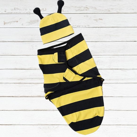 Baby Swaddle Blanket Hat Set Newborn Halloween Costume Bee Wrap Cotton Soft New - Picture 2 of 3